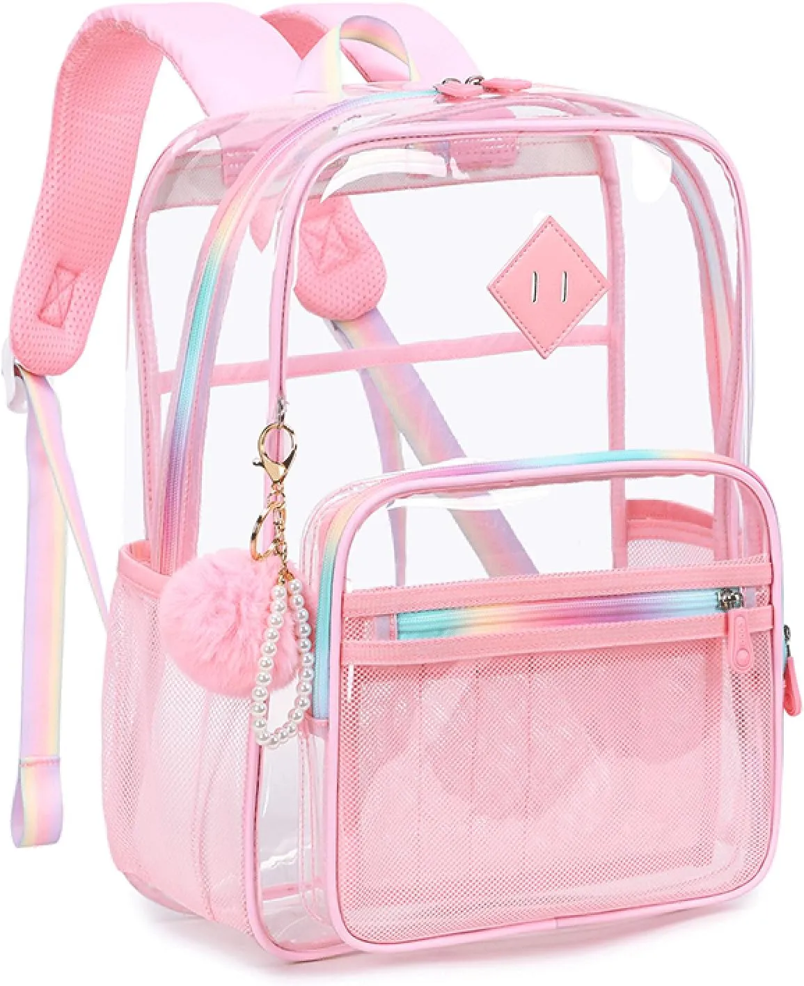 Clear Backpack for Girls Heavy Duty Transparent School Backpack Women See Through Backpack Work Stadium Security Clear Bookbag