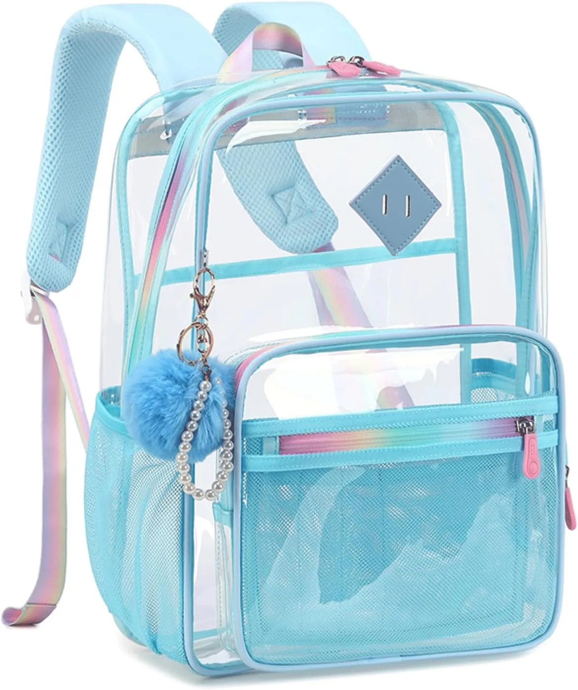 Clear Backpack for Girls - Heavy Duty Transparent School Backpack - Women's See Through Work & Stadium Security Clear Bookbag - Blue