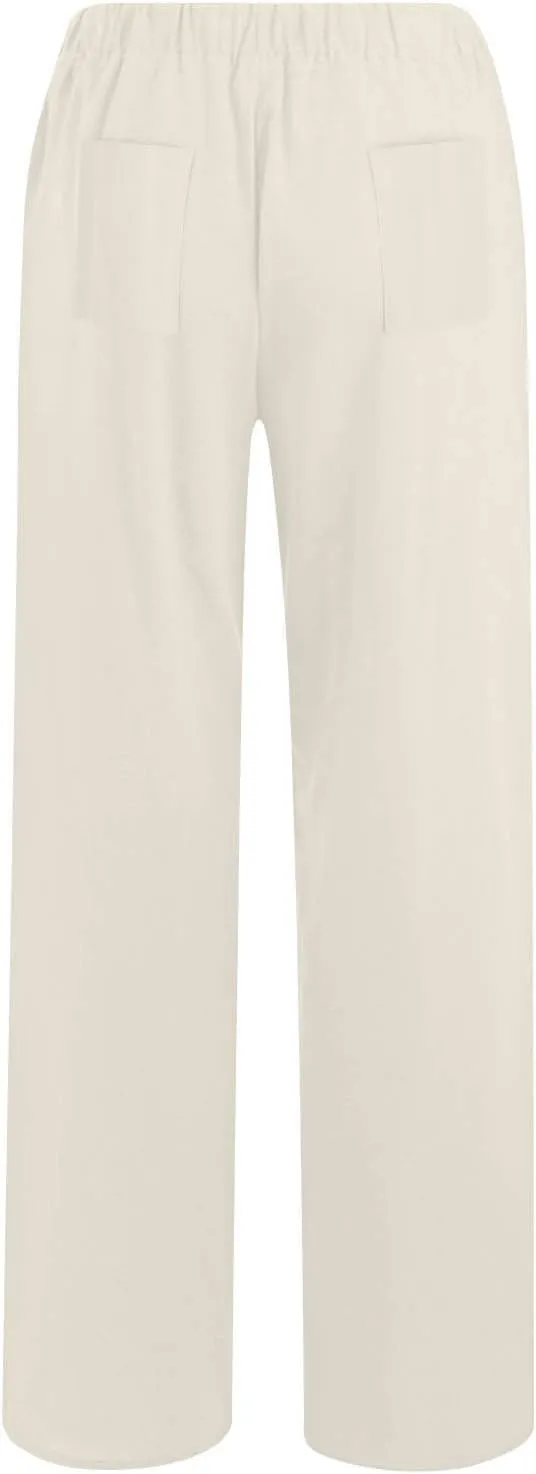 Cotton Linen Pants for Women Casual Summer Elastic High Waist Pants Straight Wide Leg Pants Baggy Loose Fit Trousers