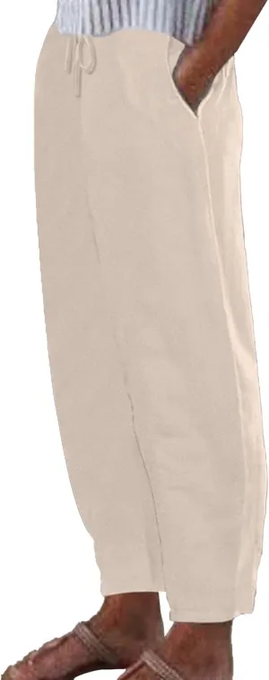 Cotton Linen Pants for Women Drawstring Elastic Waist Straight Leg Trousers Casual Spring and Summer Beach Pant