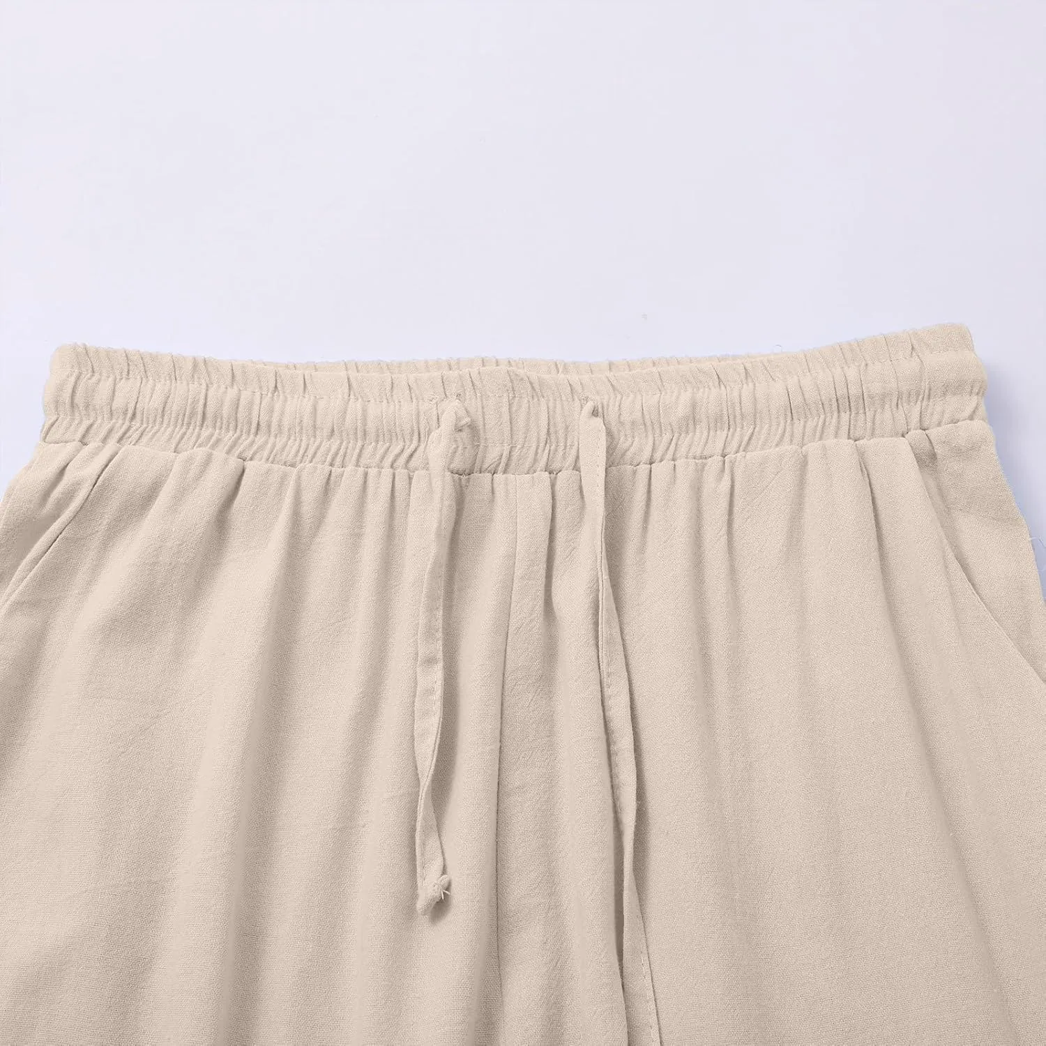 Cotton Linen Pants for Women Drawstring Elastic Waist Straight Leg Trousers Casual Spring and Summer Beach Pant