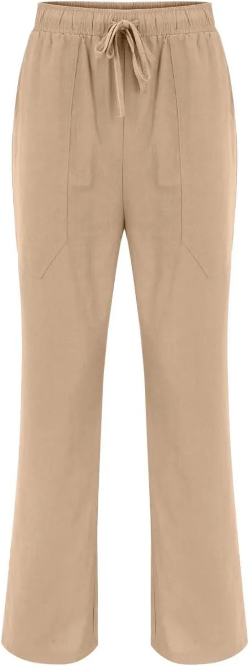 CRNTCEM Men's Straight Leg Linen Pants Breathable Outdoor Travel Beach Yoga Pants Going Out Casual Athletic Workout Sweatpant