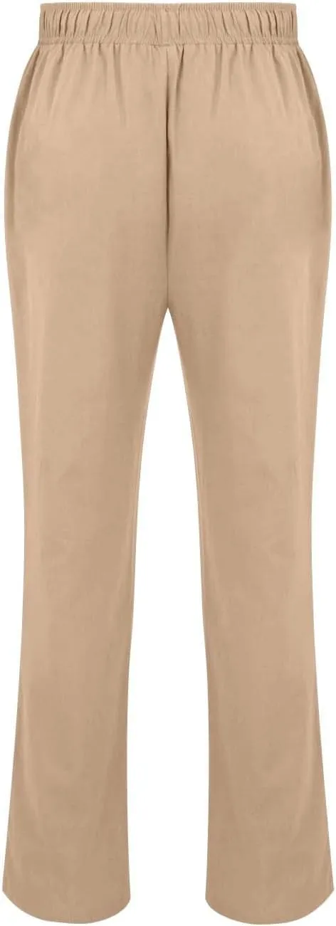 CRNTCEM Men's Straight Leg Linen Pants Breathable Outdoor Travel Beach Yoga Pants Going Out Casual Athletic Workout Sweatpant
