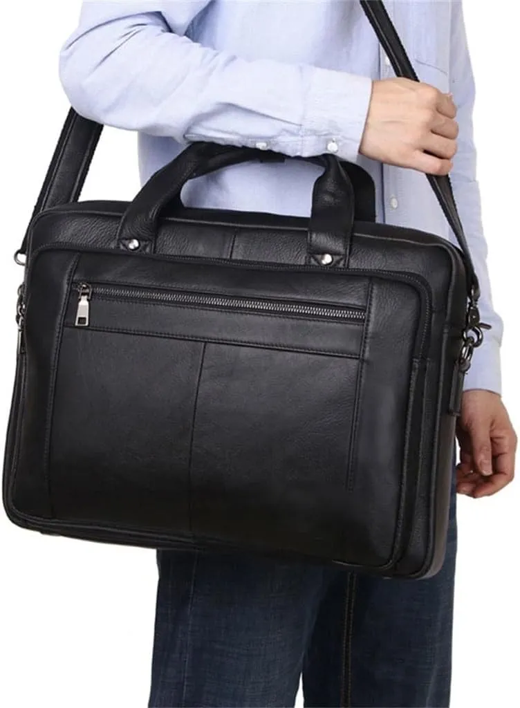 CSCDD Business Men's Briefcase Leather Men's Bag Business Bag 16-inch Hand Carry Single Shoulder Computer Bag