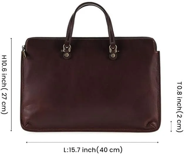 CSCDD Men's Business Retro Briefcase Commuter Leather Handbag Man Cowhide Thin Custom Notes Computer Bag Man's Bag