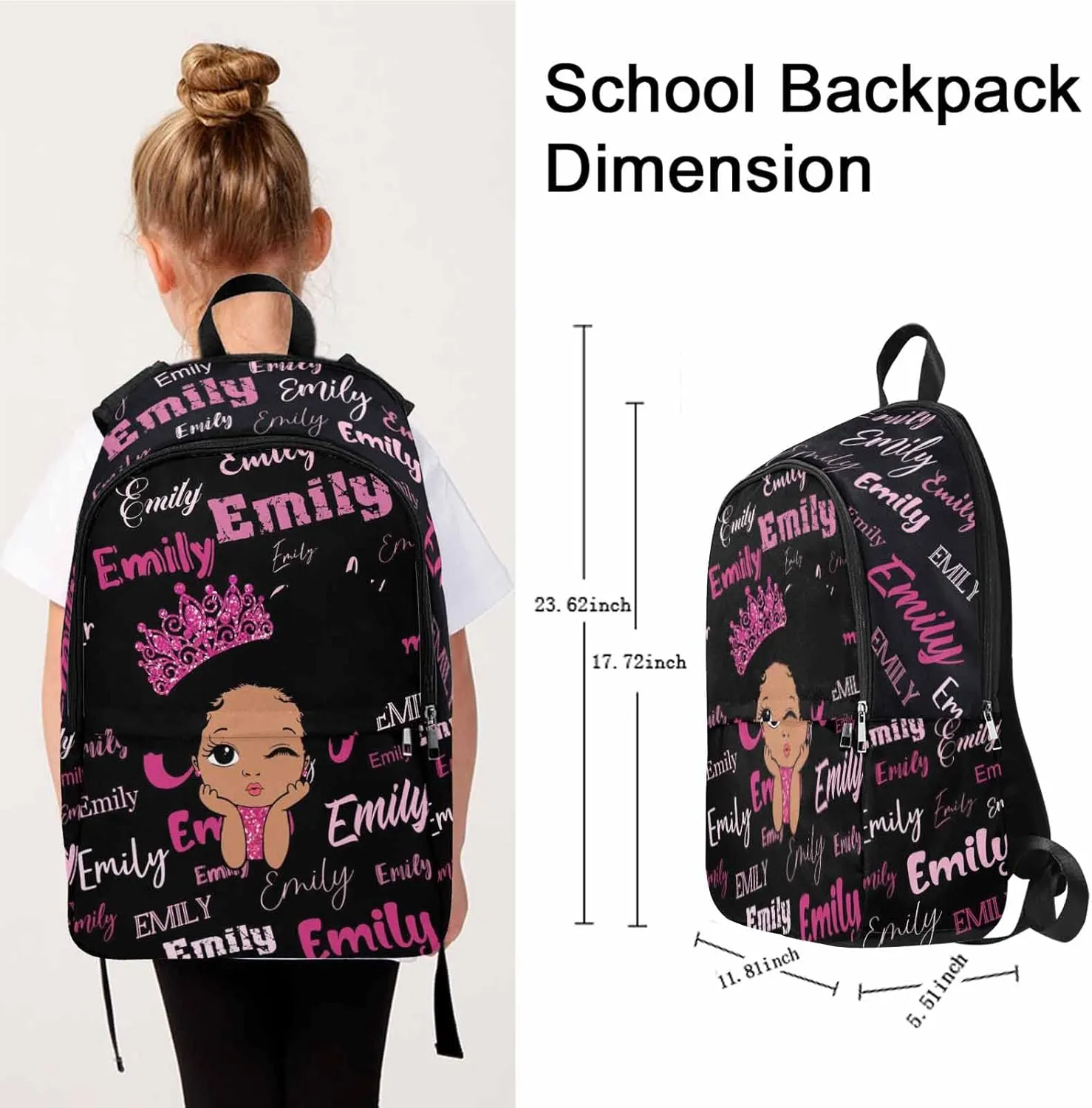 Custom bag with Name Little Princess Girl Flowers for Students Boys Girls Bag Travel Daypack Rucksack