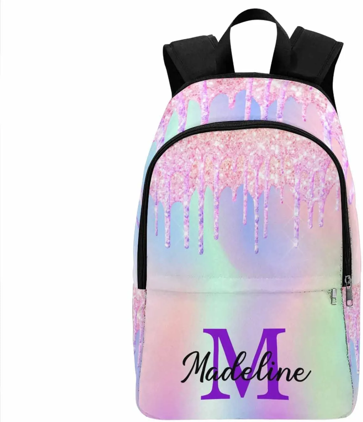 Custom Casual Unisex Daypack Bags Glitter Backpack Afro Princess College Shoulders Backpack with Name Travel Bookbags