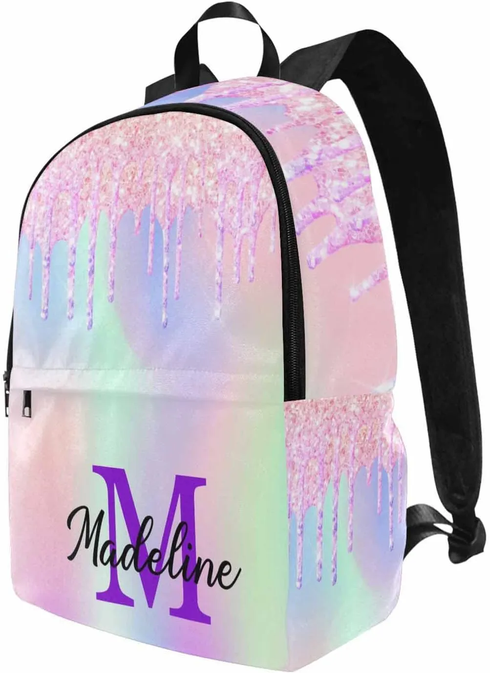 Custom Casual Unisex Daypack Bags Glitter Backpack Afro Princess College Shoulders Backpack with Name Travel Bookbags