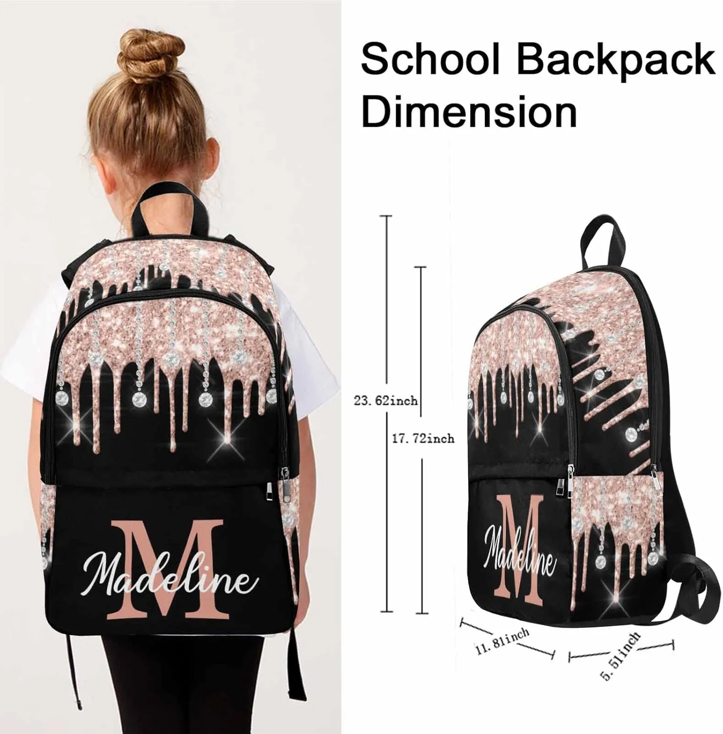 Custom Your Own Laptop Computer Backpack Glitter Drops Multi-Function Computer Bag for Hiking Camping Shopping to Niece from Uncle