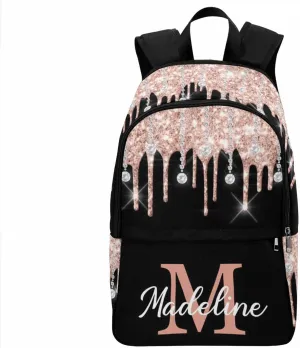 Custom Your Own Laptop Computer Backpack Glitter Drops Multi-Function Computer Bag for Hiking Camping Shopping to Niece from Uncle