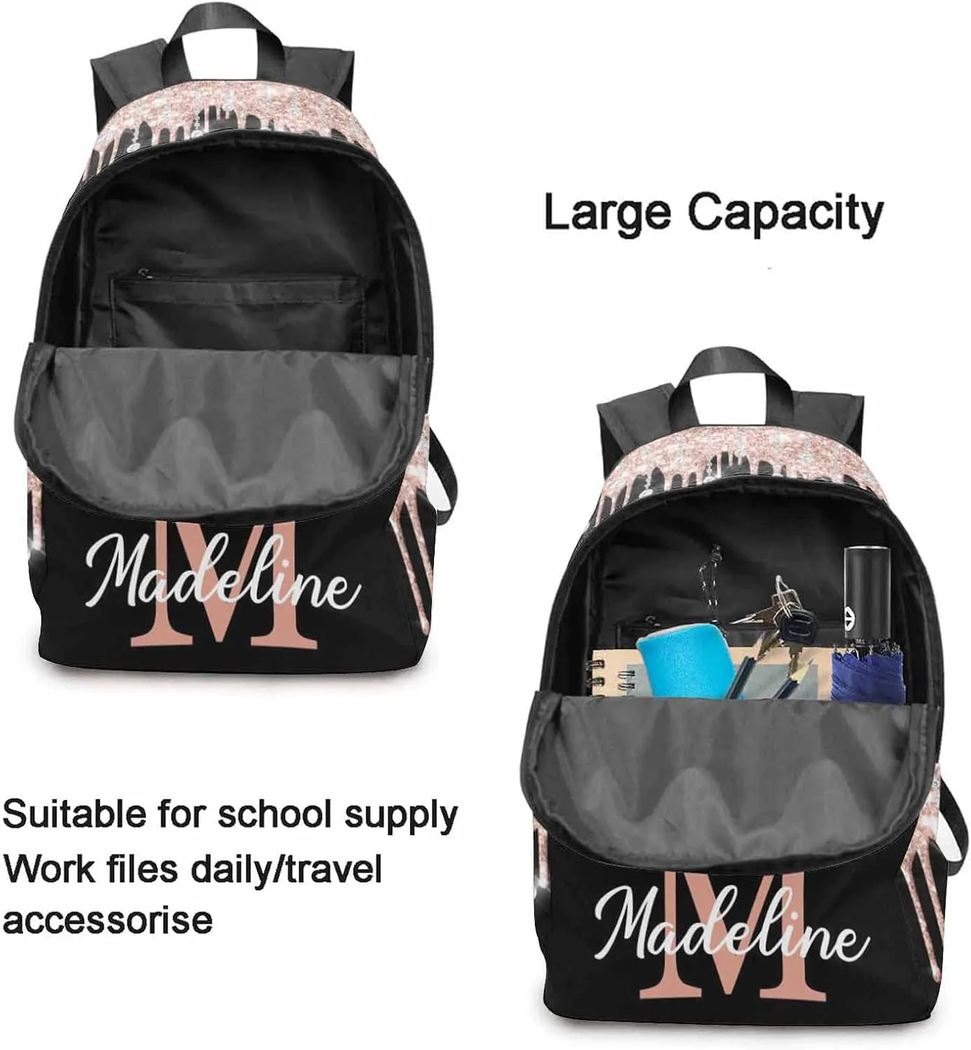 Custom Your Own Laptop Computer Backpack Glitter Drops Multi-Function Computer Bag for Hiking Camping Shopping to Niece from Uncle
