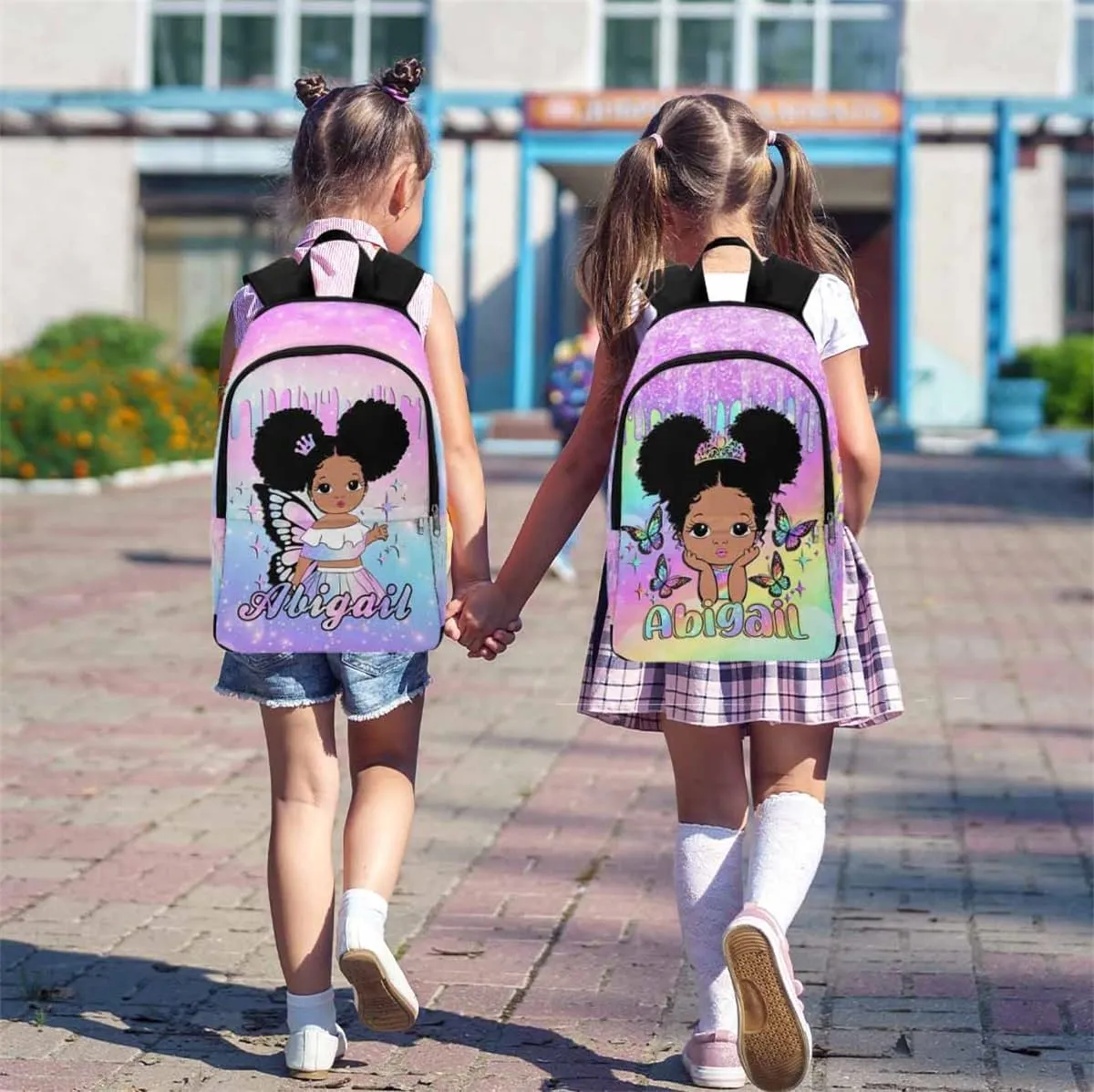 Customized Casual UnisexSchool Bags Backpack Personalized Rainbow Colorful College Shoulders Backpacks with Name,Multi,One Size