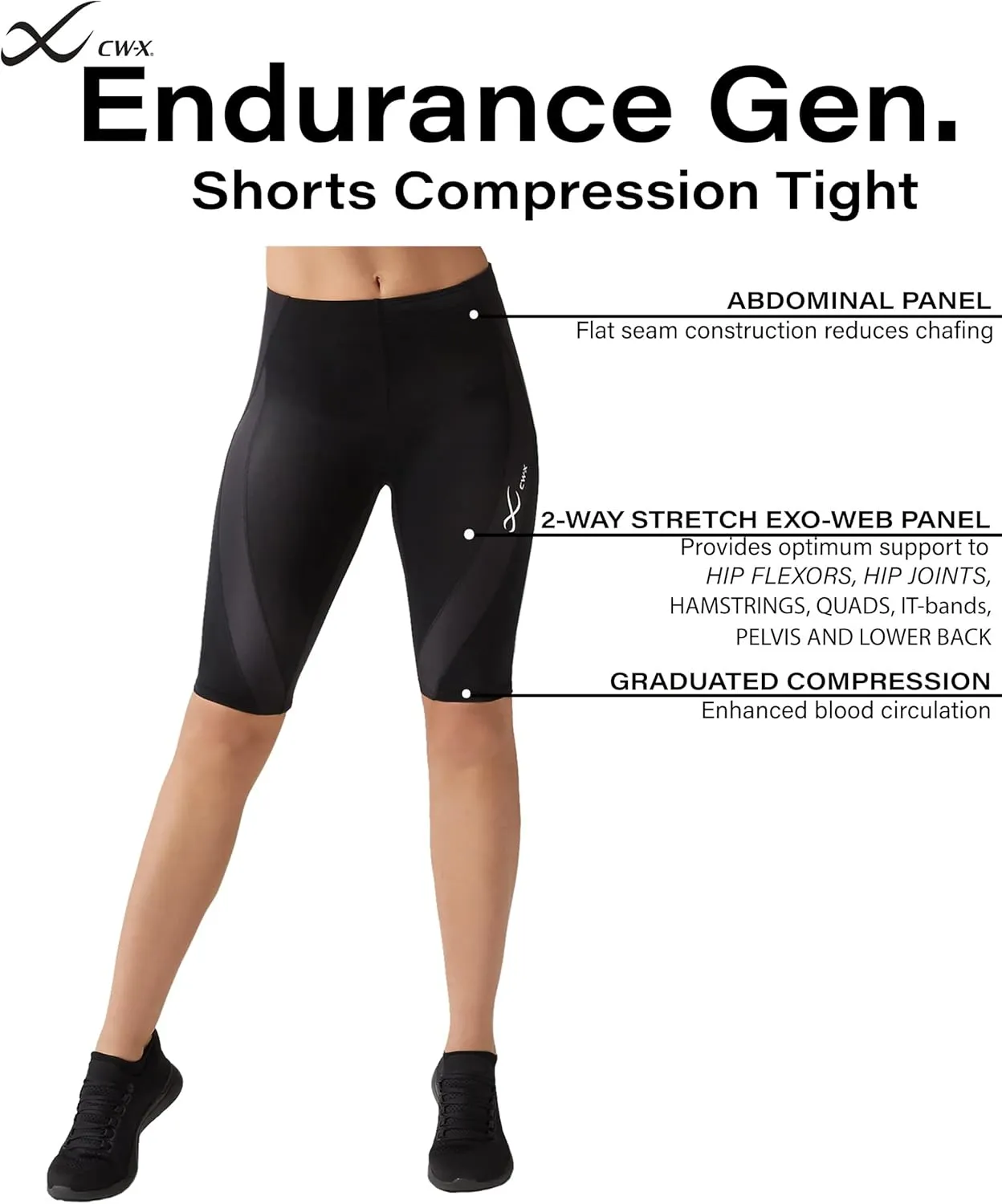 CW-X Women's Endurance Generator Muscle & Joint Support Compression Short