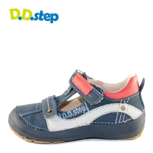 D.D. Step little kid double strap boy sandals/open shoes blue with red and white details size US 8.5-12