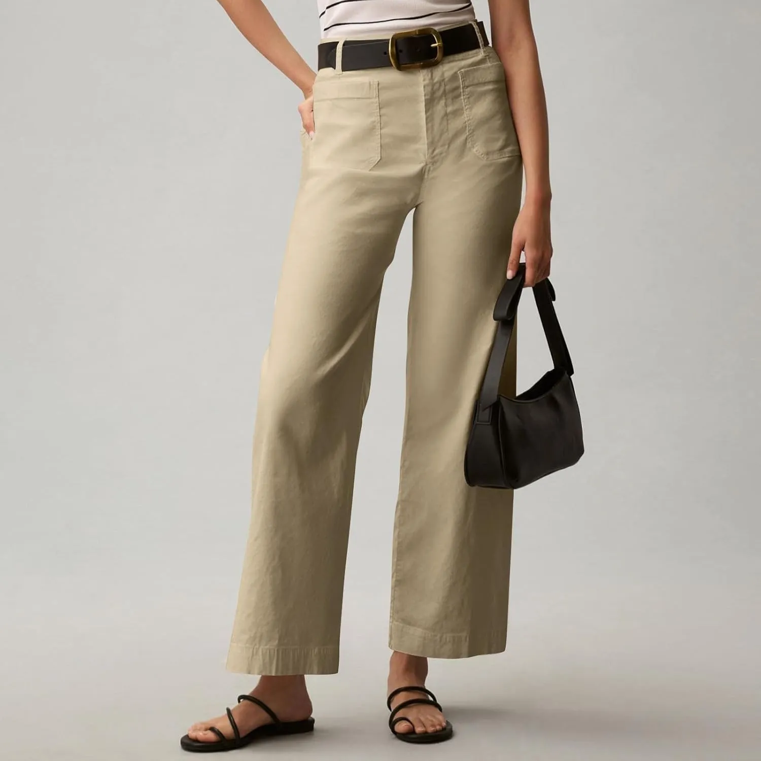 Dress Pants Women Tummy Control High Waist Chino Work Pants Business Casual Wide Leg Trousers Slacks Ankle Jeans