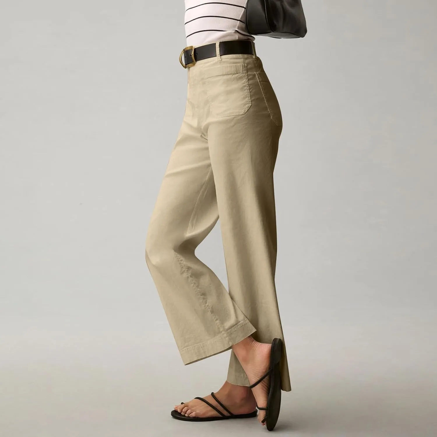 Dress Pants Women Tummy Control High Waist Chino Work Pants Business Casual Wide Leg Trousers Slacks Ankle Jeans