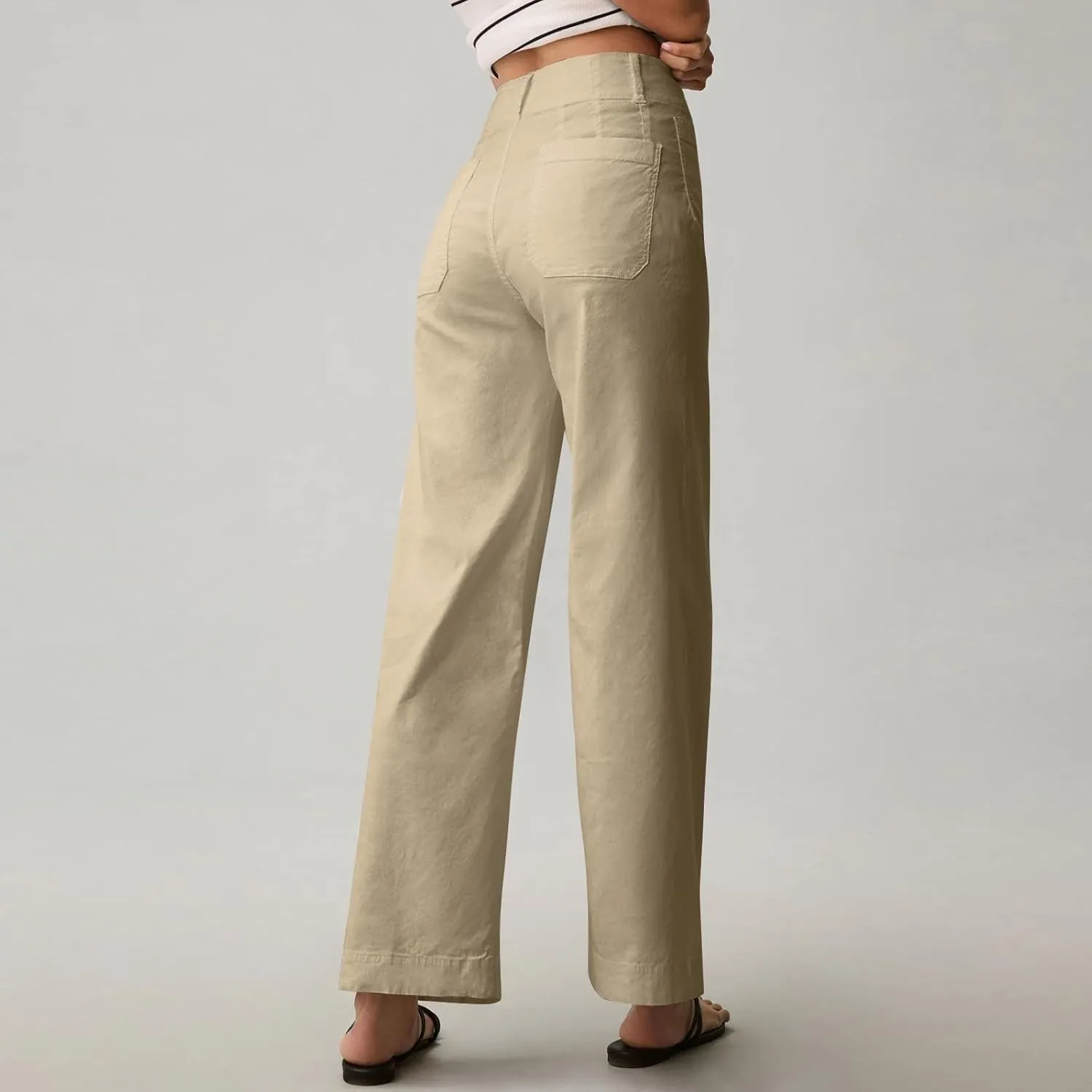 Dress Pants Women Tummy Control High Waist Chino Work Pants Business Casual Wide Leg Trousers Slacks Ankle Jeans