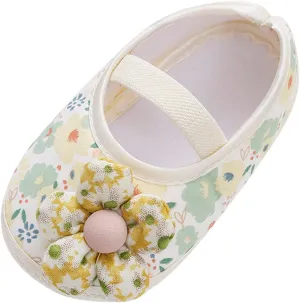 EnJoCho Children Running Shoes Baby Girls Soft Toddler Shoes Infant Toddler Walkers Shoes Colorful Flowers Princess Shoes (Yellow, 3 Months)