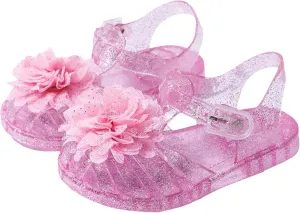 Everyday Slide Sandals with Backstrap Sandals For Girls Kids Toddler Dress Up Flat Sequins Butterfly Mary Jane Shoes Summer Casual Sandal Flower Girl Shoes