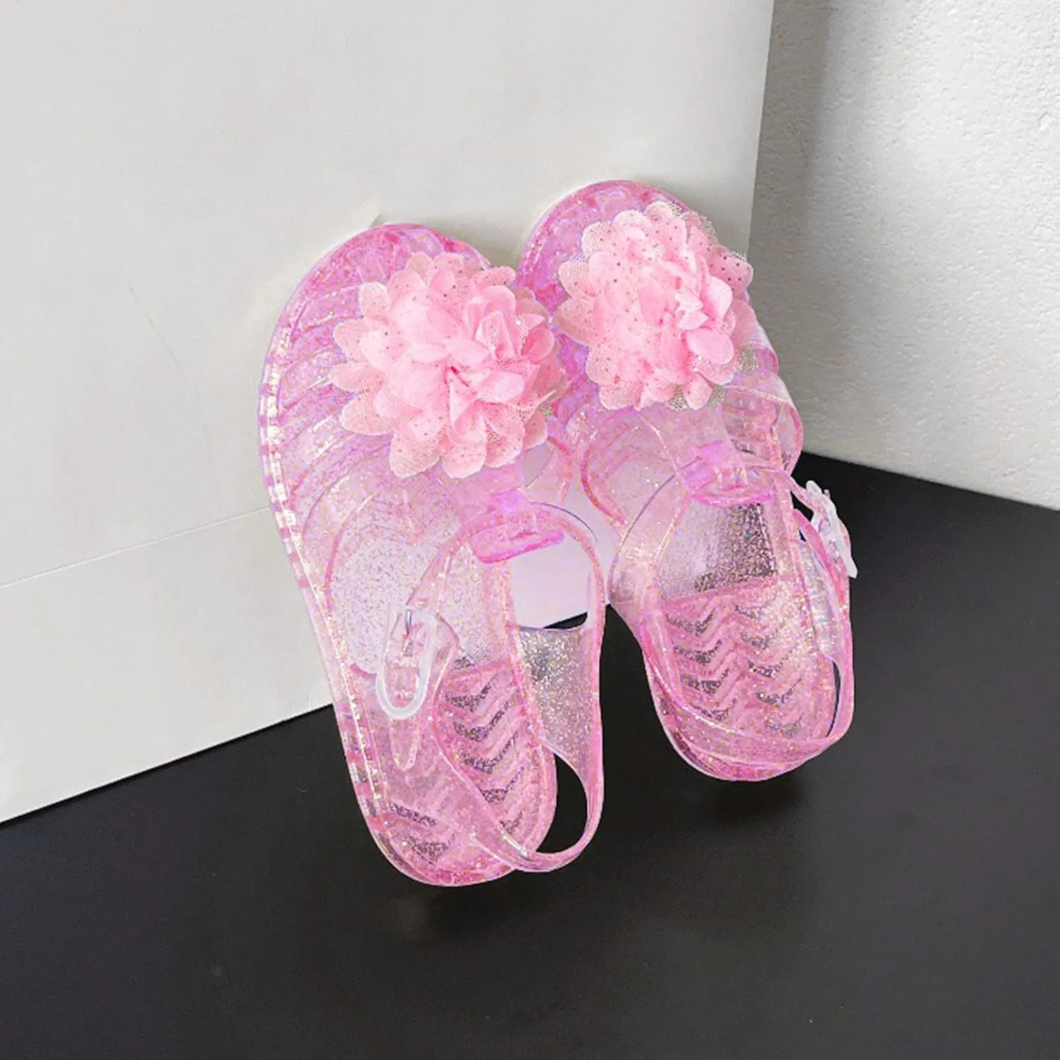 Everyday Slide Sandals with Backstrap Sandals For Girls Kids Toddler Dress Up Flat Sequins Butterfly Mary Jane Shoes Summer Casual Sandal Flower Girl Shoes