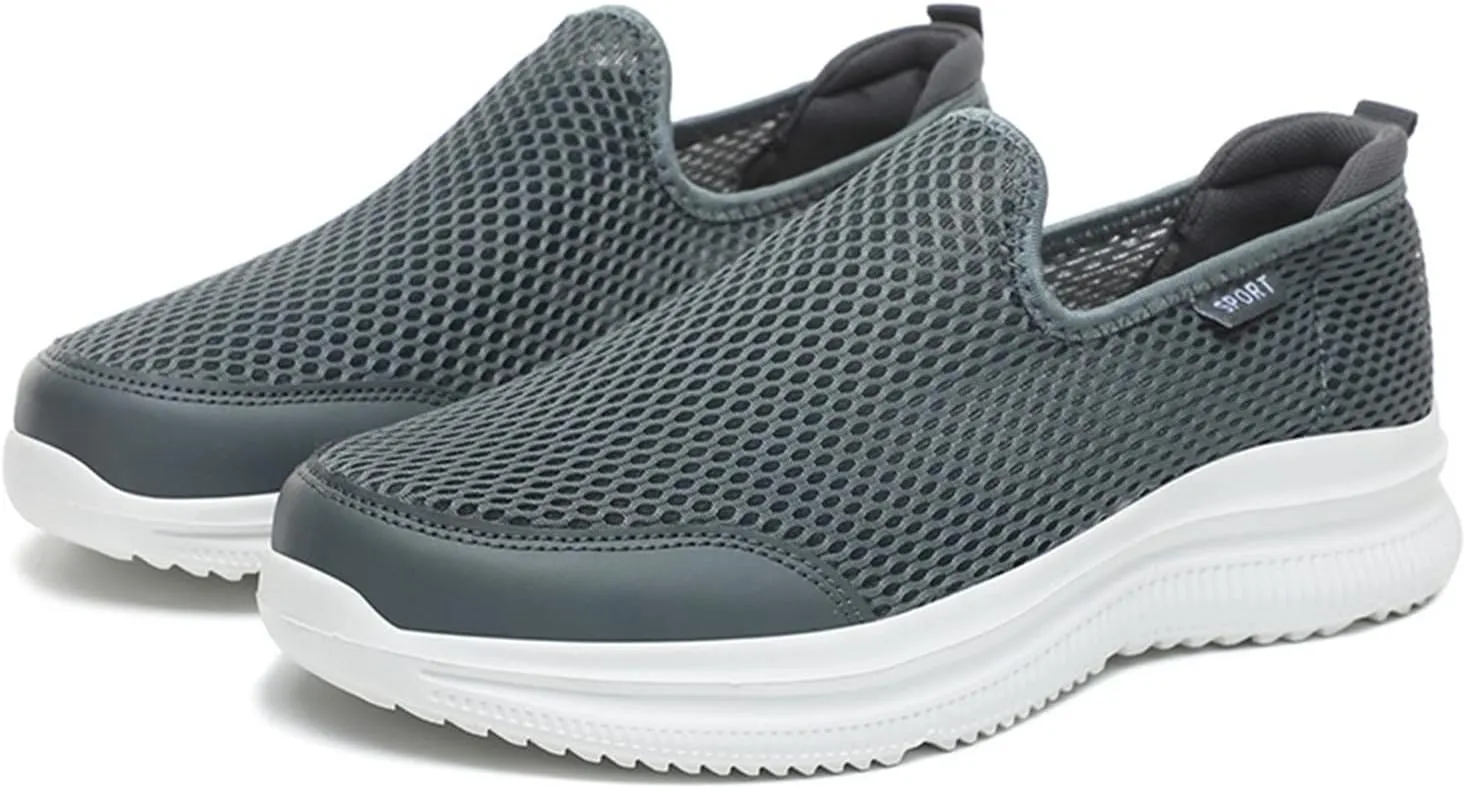 Fashion Summer Men Breathable Mesh Shallow Mouth Slip On Lightweight Casual Shoes Sneaker Insoles Men