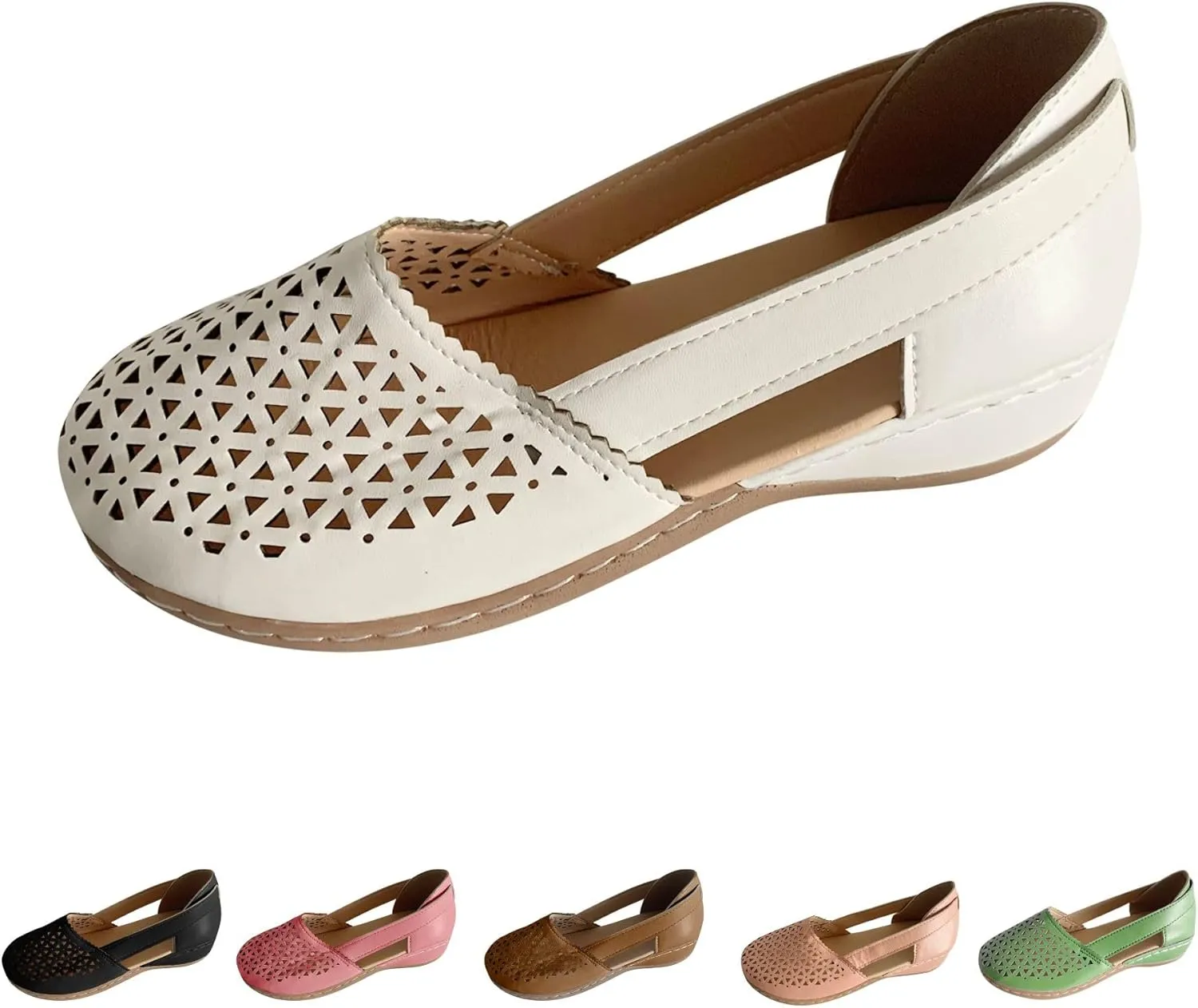 Flat Sandals for Women Closed Toe, Women Dressy Summer Closed Toe Sandals with Arch Support Summer Wide Width Orthopedic Sandal Slip On Walking Shoes