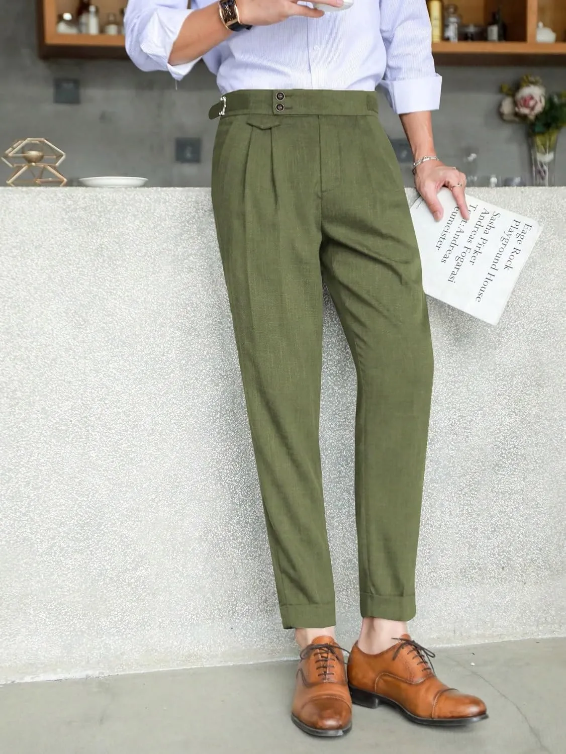 Floerns Men's Classic Fit Flat Front Dress Pants Office Business Trousers