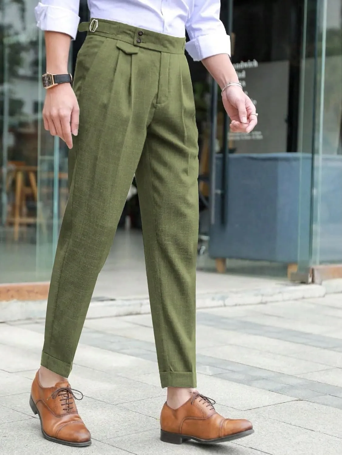 Floerns Men's Classic Fit Flat Front Dress Pants Office Business Trousers