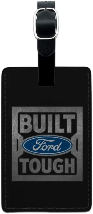 Ford Built Ford Tough Rectangle Leather Luggage Card Suitcase Carry-On ID Tag