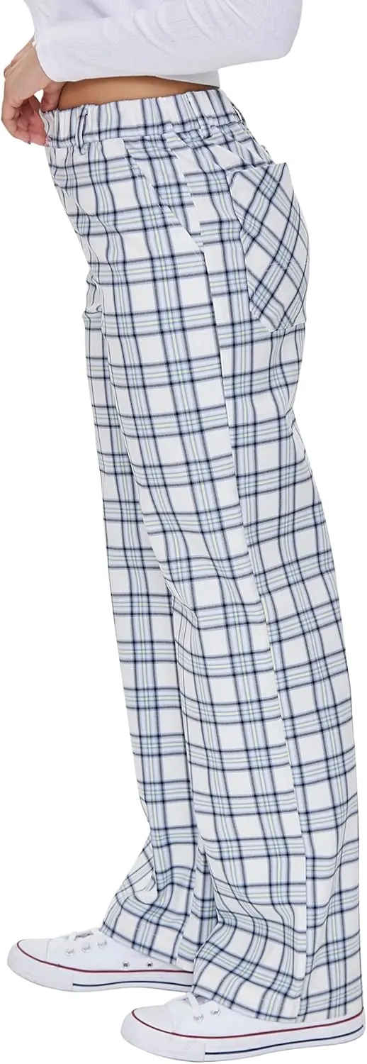 Forever 21 Women's Plaid Wide-Leg Pants