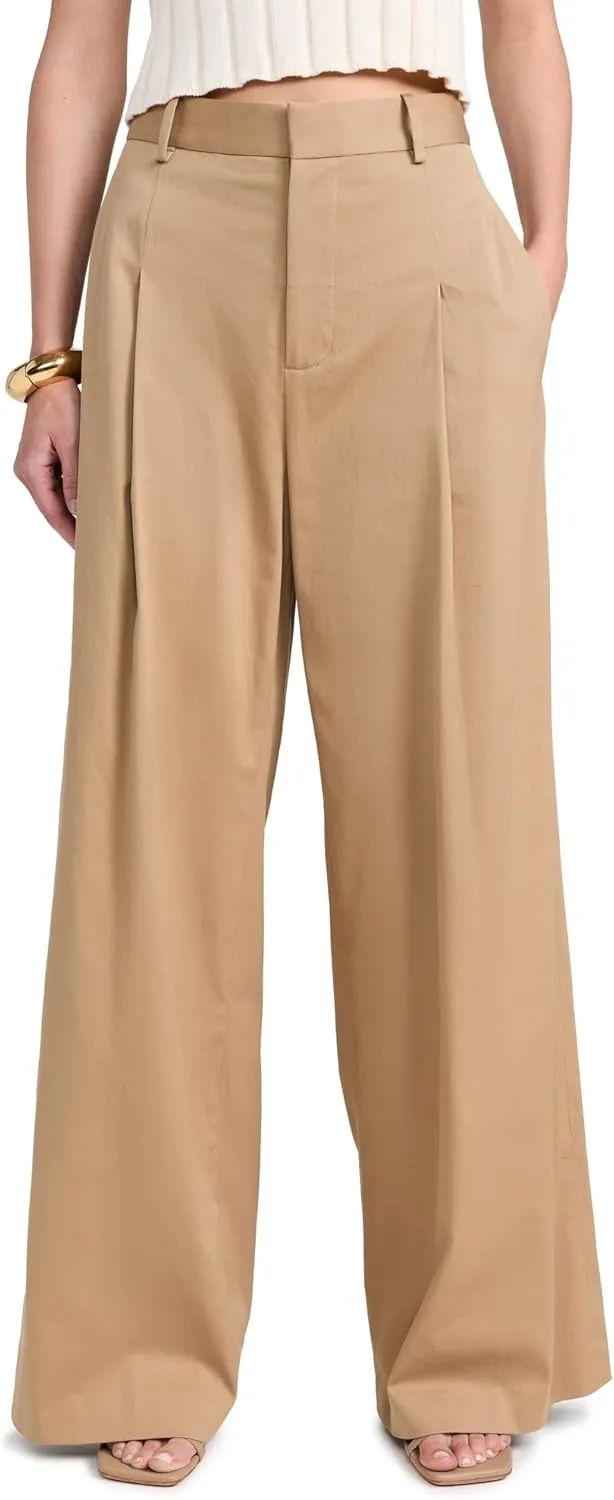 FRAME Women's Pleated Wide Leg Pants