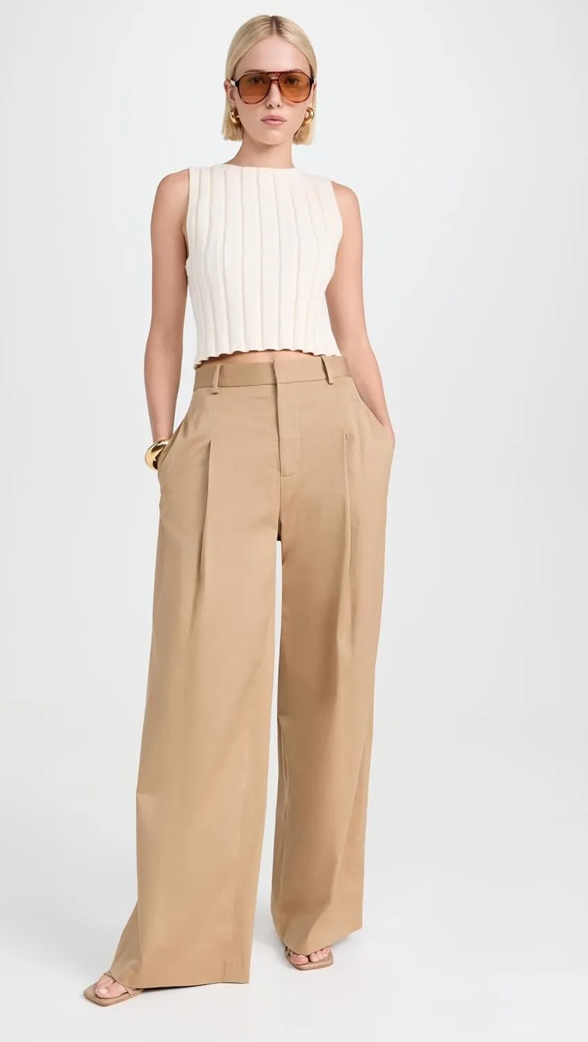 FRAME Women's Pleated Wide Leg Pants