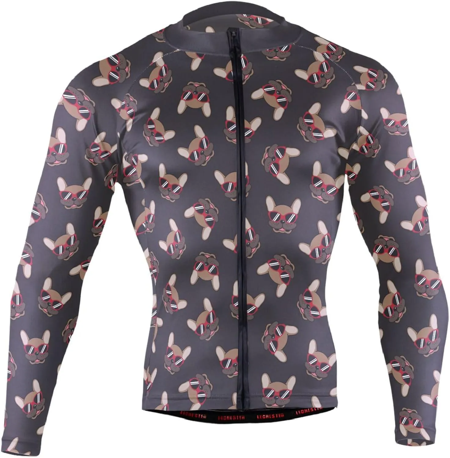 Funny French Bulldog Men's Cycling Jersey Moisture Wicking and Breathable Quick Dry with 3 Rear Pockets