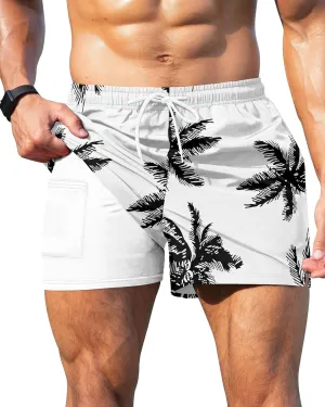 GIISAM Men's Swim Trunks, Bathing Suit 4 inch Inseam Quick Dry Swimsuit Beach Shorts with Compression Liner