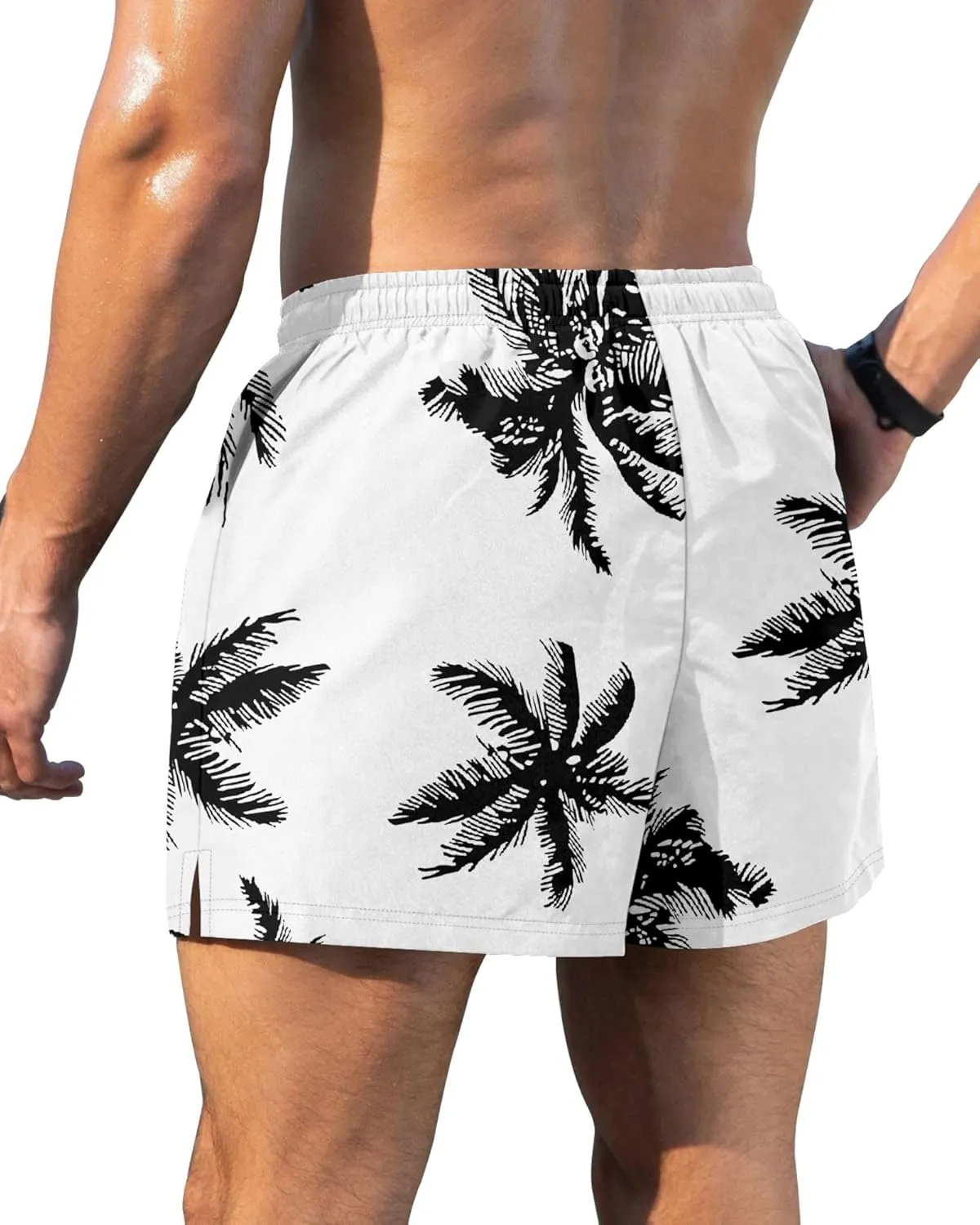 GIISAM Men's Swim Trunks, Bathing Suit 4 inch Inseam Quick Dry Swimsuit Beach Shorts with Compression Liner