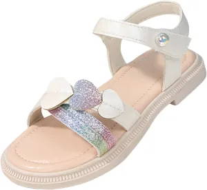 Girls Cute Heart Sandals Open Toe Summer Dress Sandals Shoes Girls Size 2 for Size 1