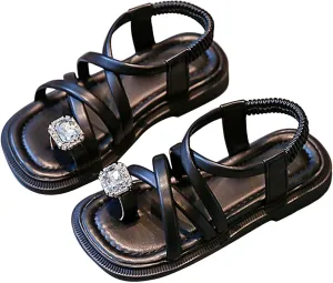Girls Sandals Sandals Open Toe Cute No Heels Dress Strappy Design Summer Shoes Toddler/Little Kid/Big Kid Flower Girl Shoes