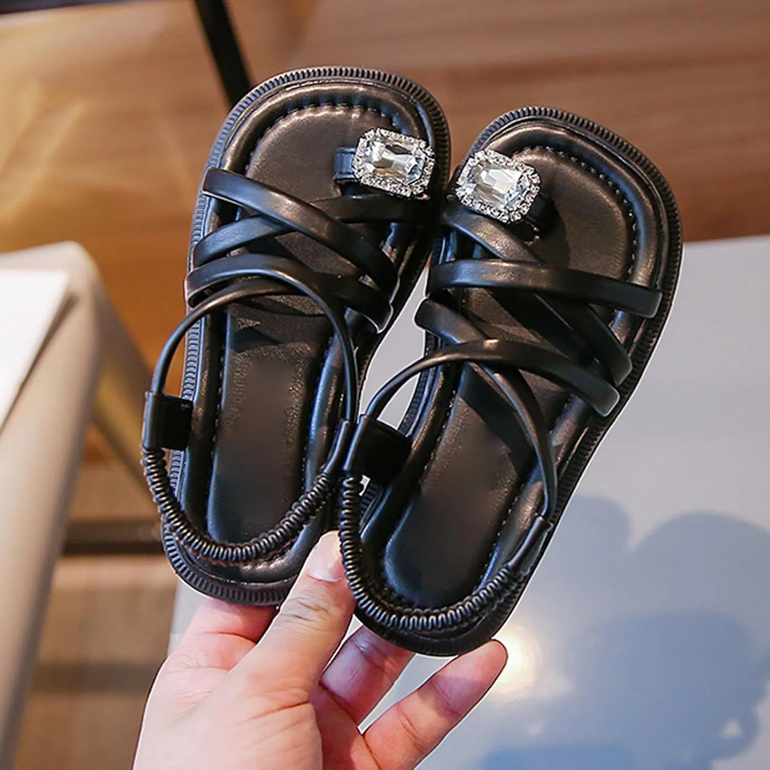 Girls Sandals Sandals Open Toe Cute No Heels Dress Strappy Design Summer Shoes Toddler/Little Kid/Big Kid Flower Girl Shoes
