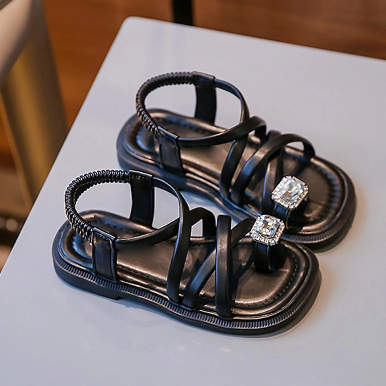 Girls Sandals Sandals Open Toe Cute No Heels Dress Strappy Design Summer Shoes Toddler/Little Kid/Big Kid Flower Girl Shoes