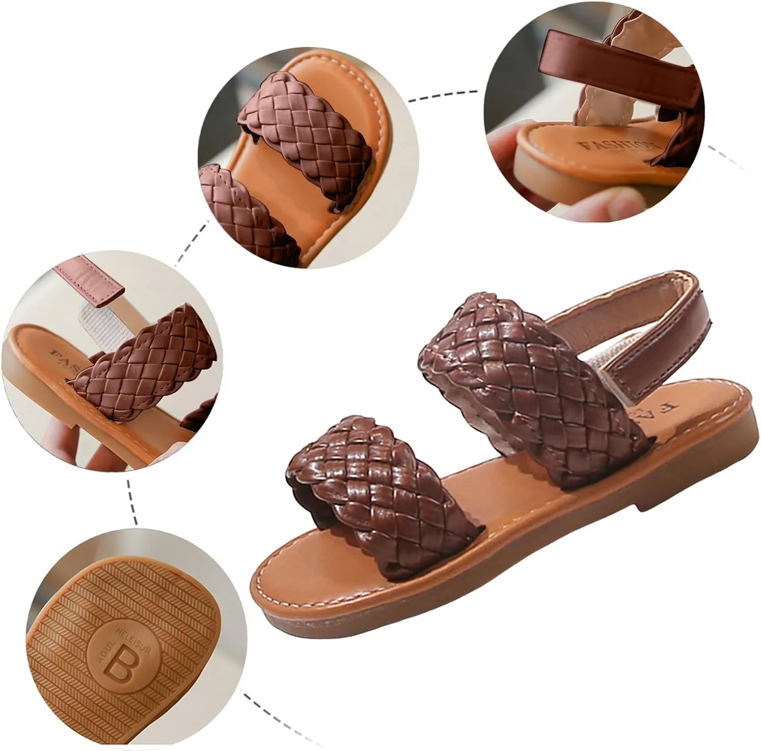 Girls Sandals Summer New Korean Edition Solid Color Open Toed Beach Shoes Big Girls Sandals for Toddler Girl