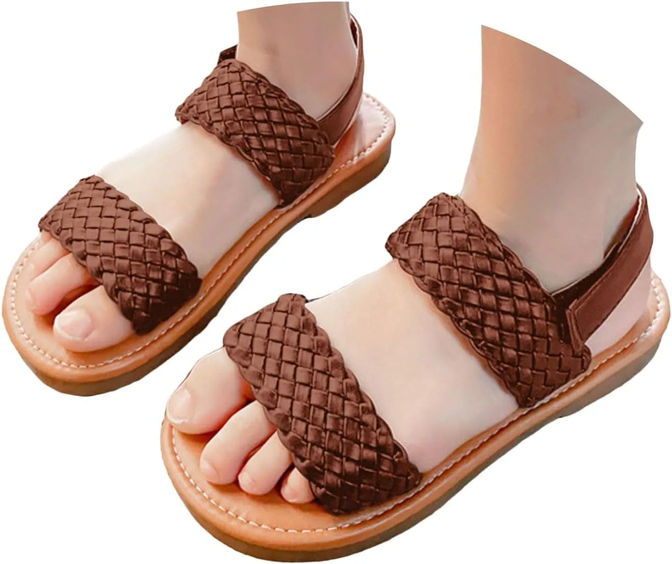 Girls Sandals Summer New Korean Edition Solid Color Open Toed Beach Shoes Big Girls Sandals for Toddler Girl
