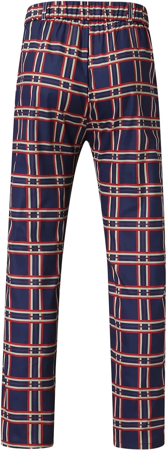 GOKKILRW Chinos for Men Casual Slim Fit Dress Pants Plaid Stretch Flat-Front Skinny Pants Business Work Pencil Lounge Pants