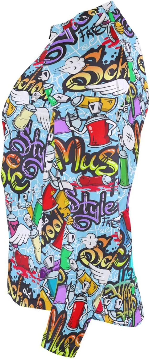 Graffiti Art Men's Cycling Jersey Moisture Wicking and Breathable Quick Dry with 3 Rear Pockets