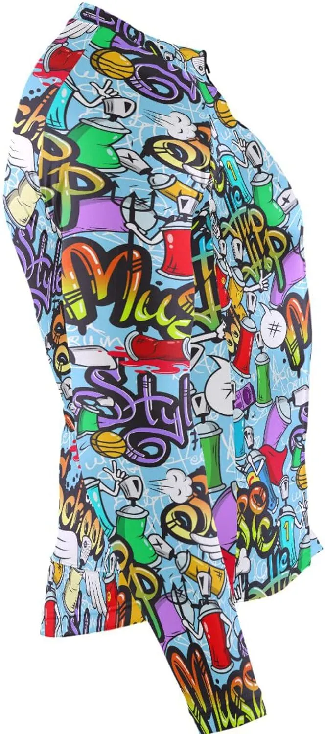 Graffiti Art Men's Cycling Jersey Moisture Wicking and Breathable Quick Dry with 3 Rear Pockets