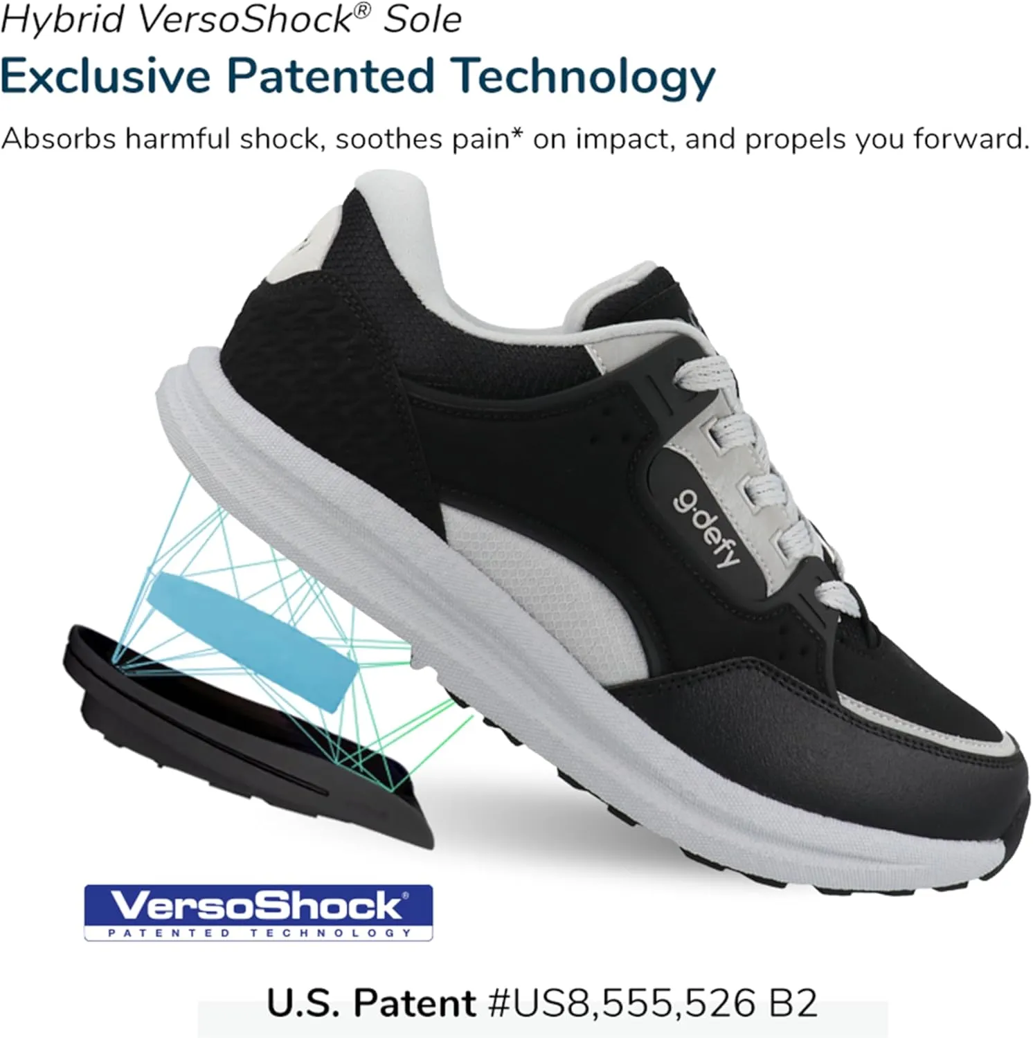 Gravity Defyer G-DEFY StreetGlide Mens Pickleball, Tennis, Energy, Performance Shoe | Slip-On Comfort with VersoShock Technology for Pain Associated with Running, Walking & Prolonged Standing