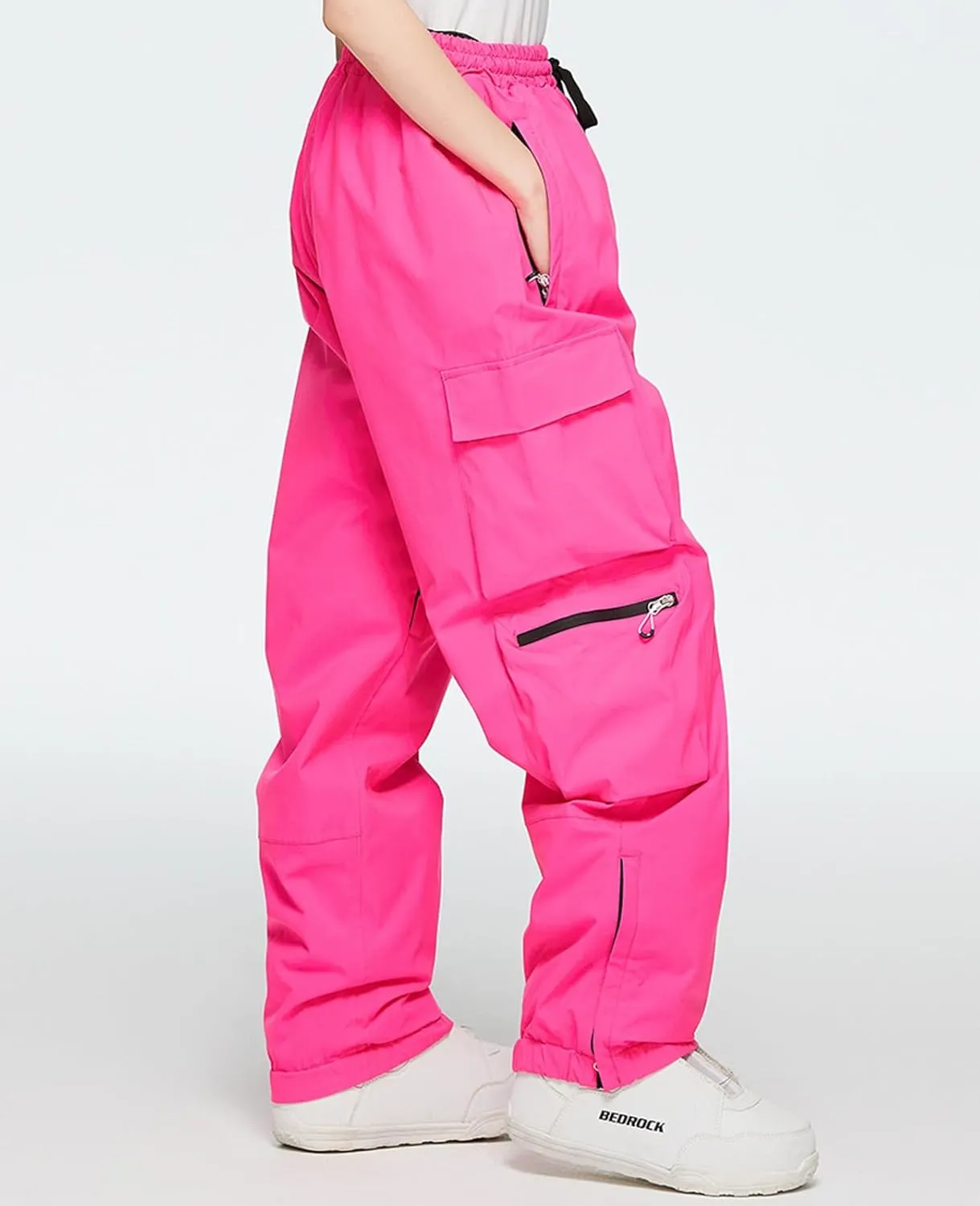 GS SNOWING Womens Ski Pants Snow Insulated Waterproof Windproof Loose Cargo Snowboarding Pants for Winter Outdoor Sports