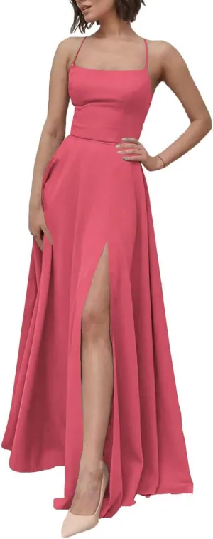 Halter Prom Dresses for Women 2023 Soft Chiffon Ball Gown with Ruffle Formal Evening Dress with Slit P6B45