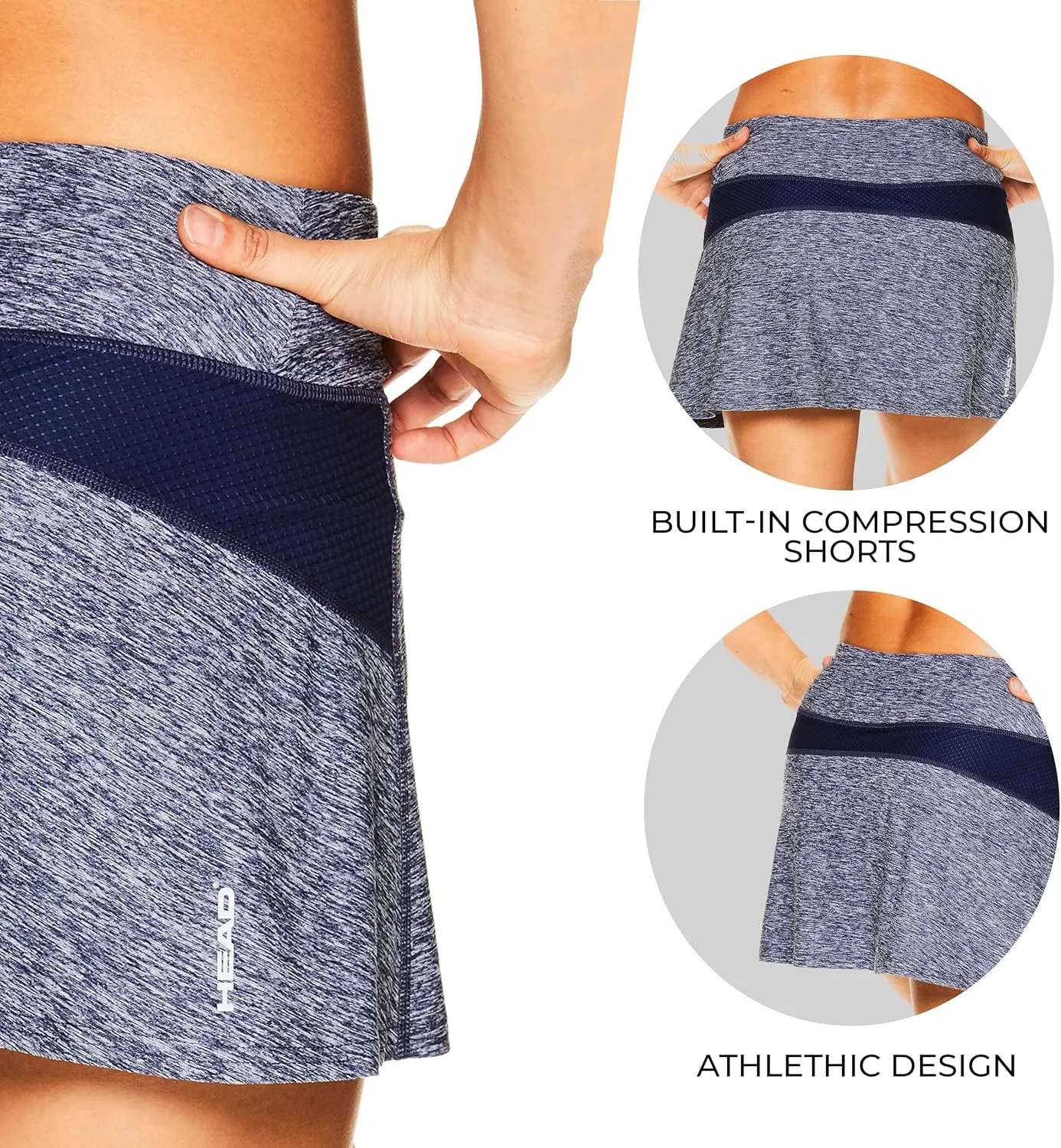 HEAD Women's Athletic Tennis Skort - Performance Training & Running Skirt