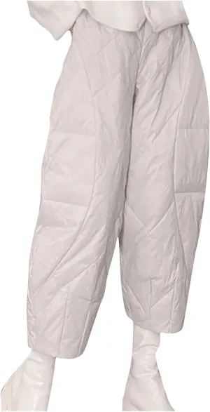 HGps8w Lightweight Baggy Down Cotton Pants for Women Plus Size Casual Warm Winter Padded Quilted Insulation Harem Pants