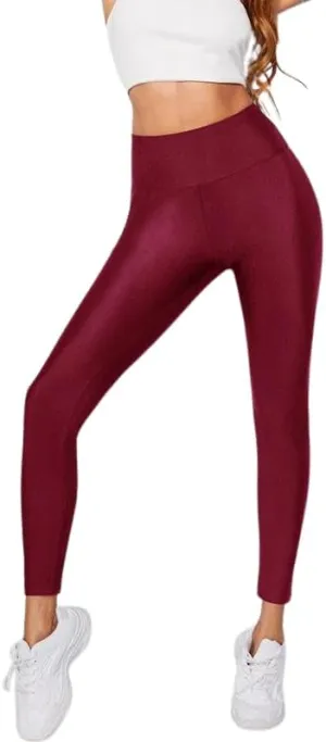 High Waist Workout Leggings, Hot Pink, Compression Fit, Athletic Yoga Pants